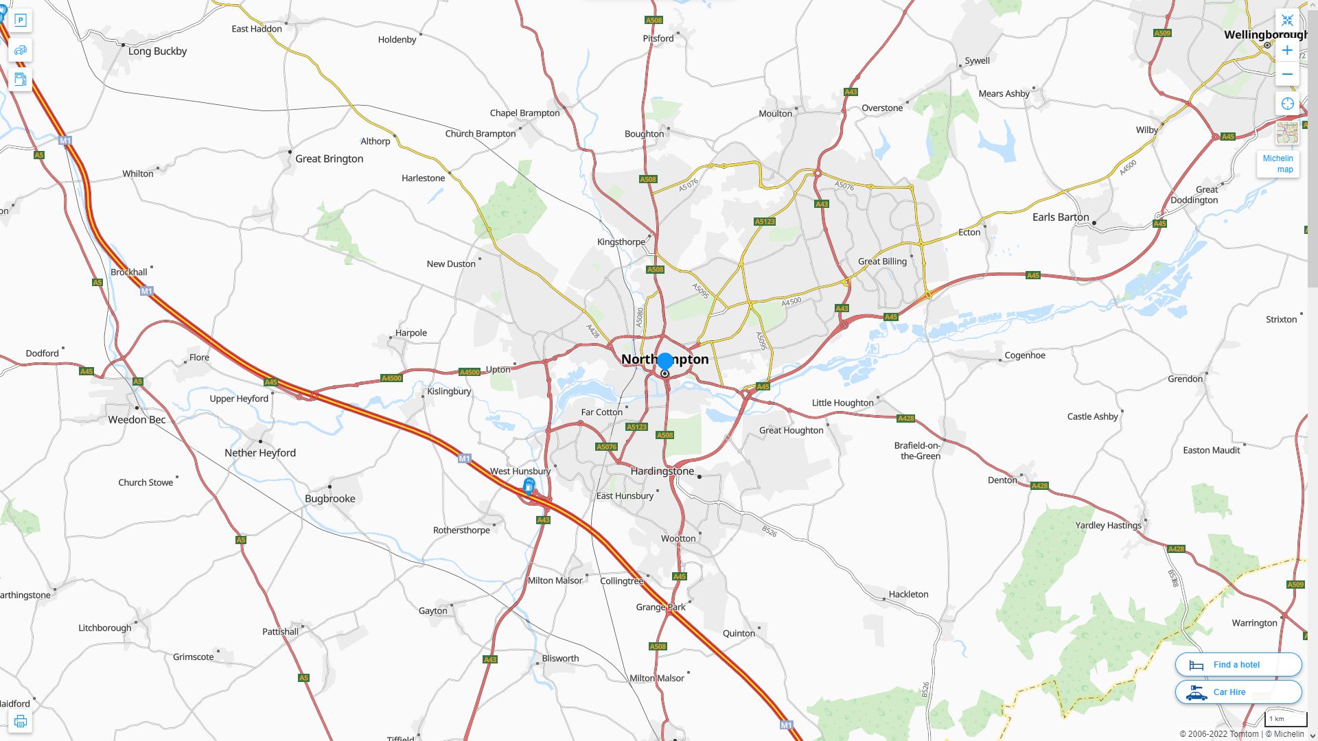 Northampton Royaume Uni Autoroute et carte routiere